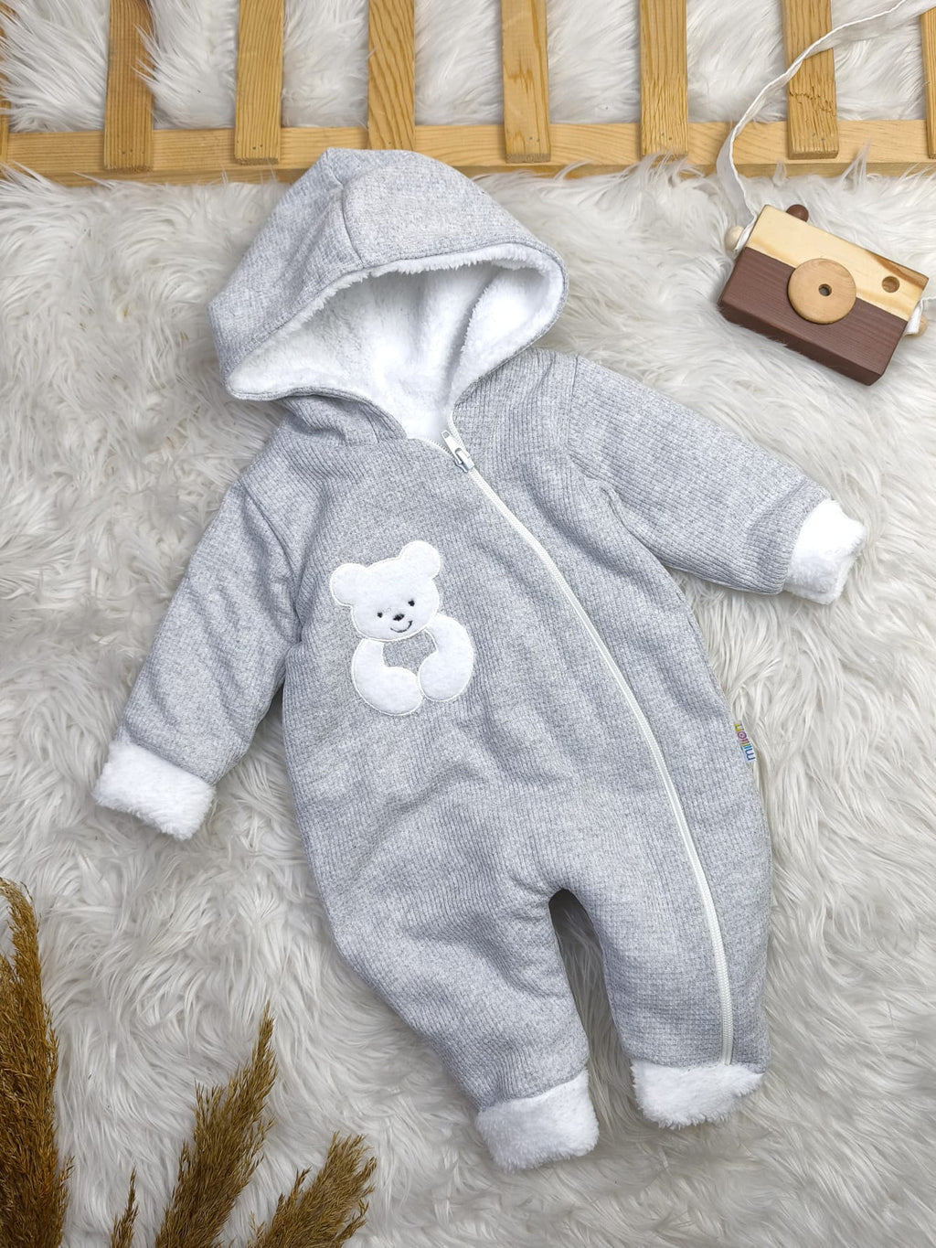 8104 YANDAN FERMUARLI KAPŞOLU KIŞLIK TULUM  - Somon / 9-12 Ay