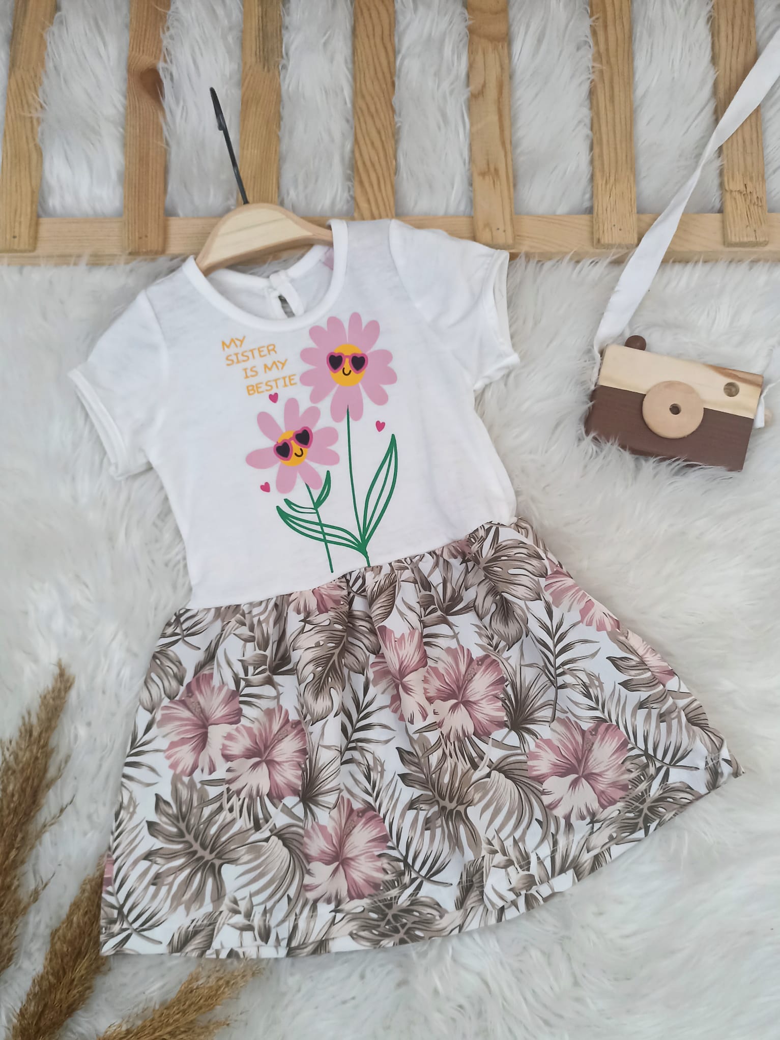 4447 ÇİÇEK DESEN PENYE ELBİSE  - Yeşil / 12-18 Ay