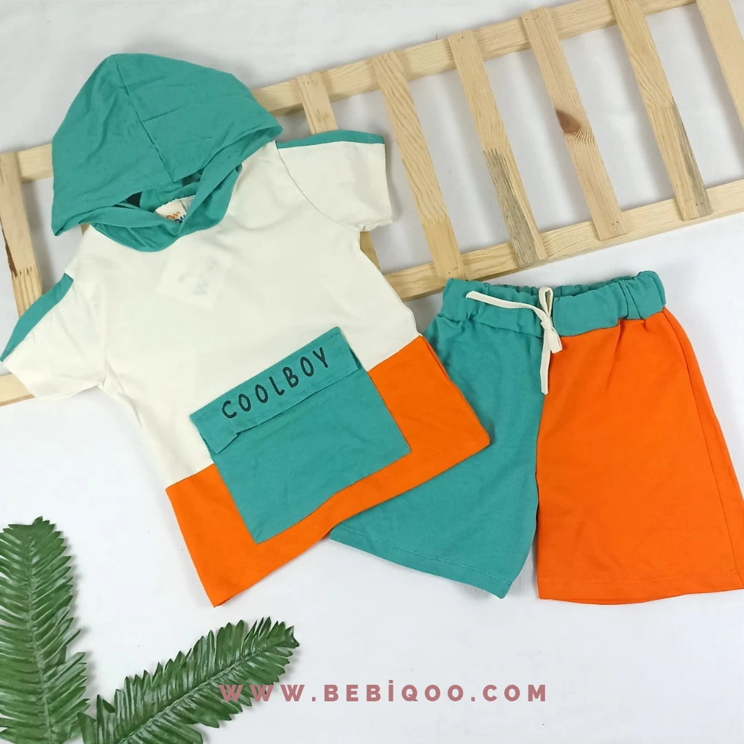 TKM-1115 Wow Kapşonlu CoolBoy Şortlu Takım  - Turuncu / 4