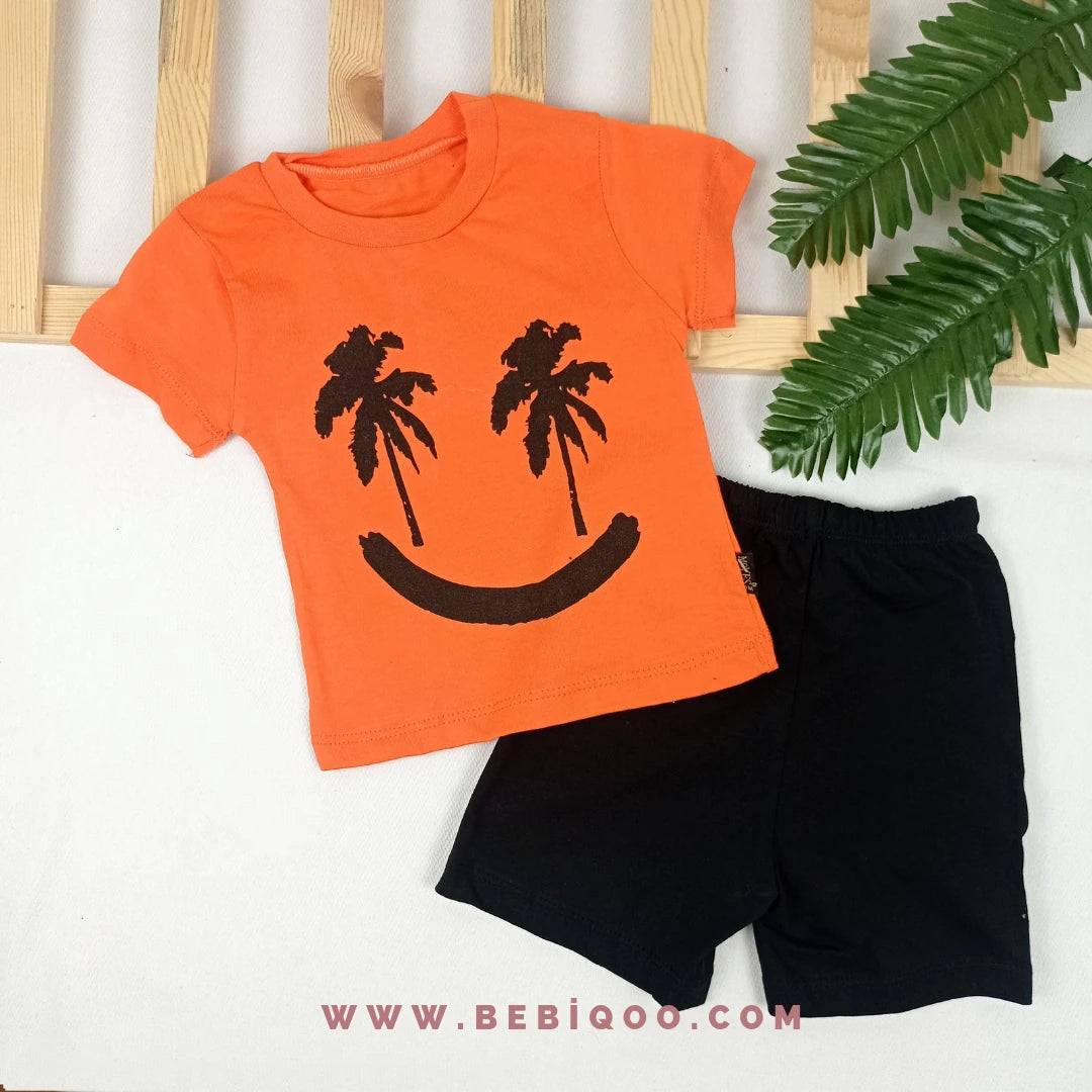 TKM-1968 Palmiye Baskılı Şortlu Takım  - Yeşil / 12 ( 1 yaş)