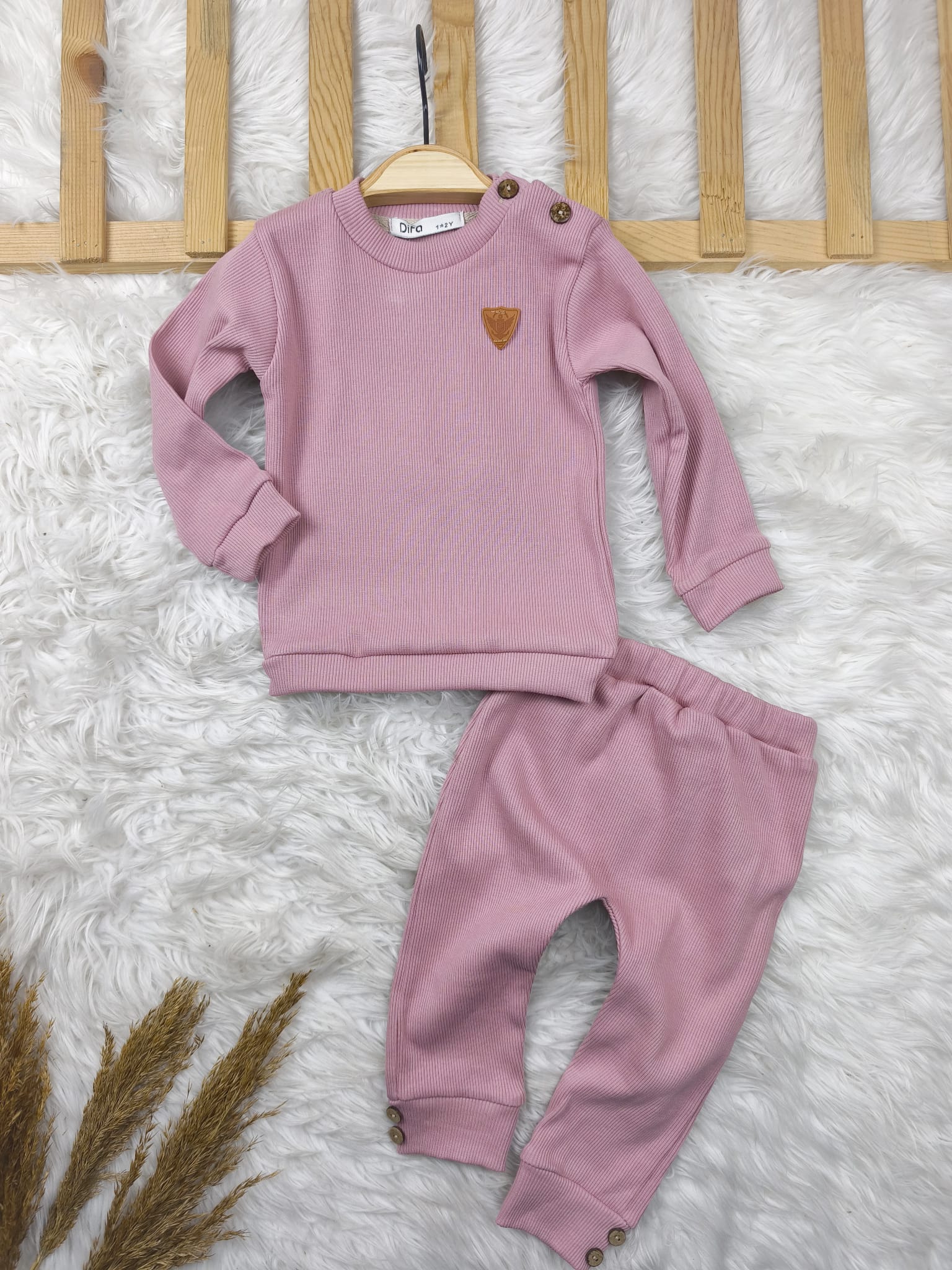 1959 DİFAS DÜZ RENK ATMALI TAKIM  - Kahve / 3-4 yaş