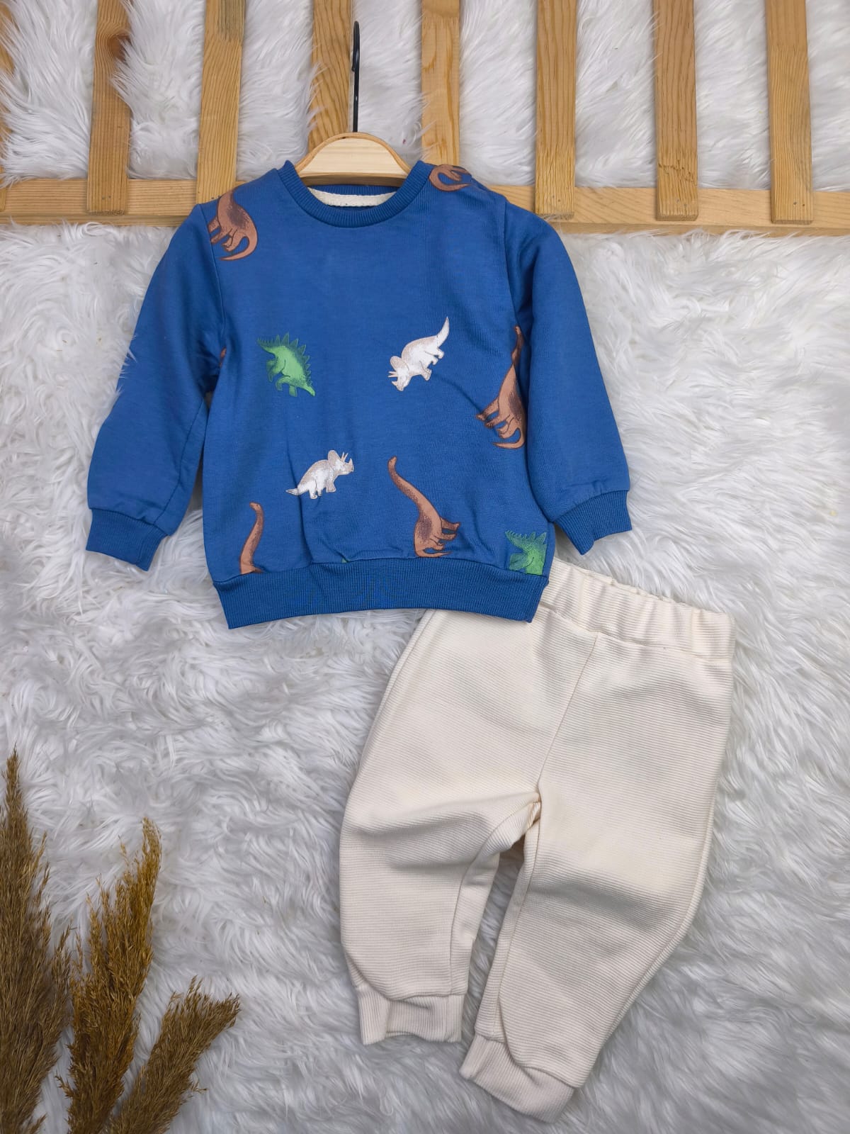 1916 SEVİMLİ DİNO  MEVSİMLİK TAKIM  - Lacivert / 9-12 Ay