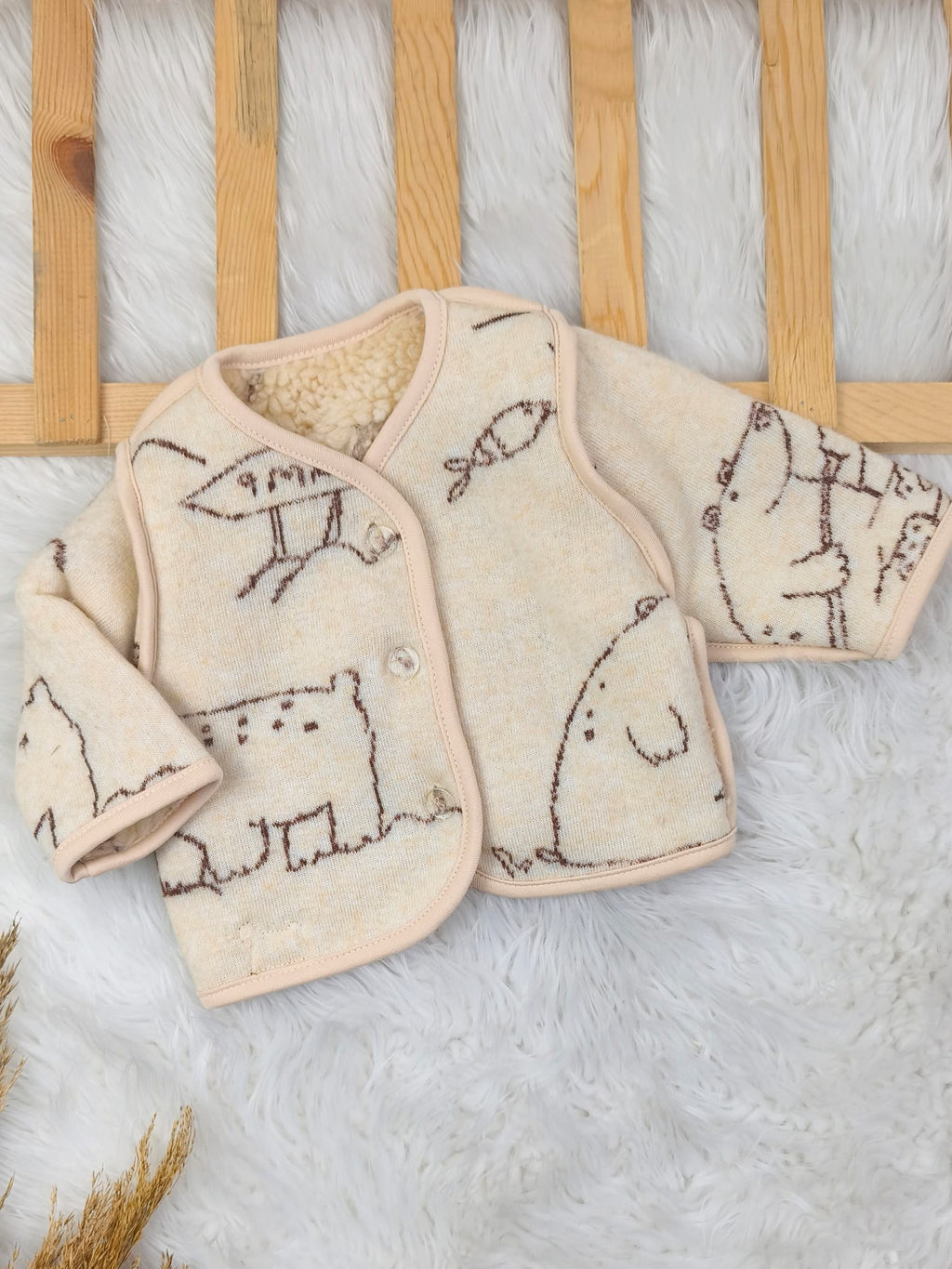 2598 ÇİFT TARAF KULLANILABİLİR BEBE HIRKA  - 9-12 Ay