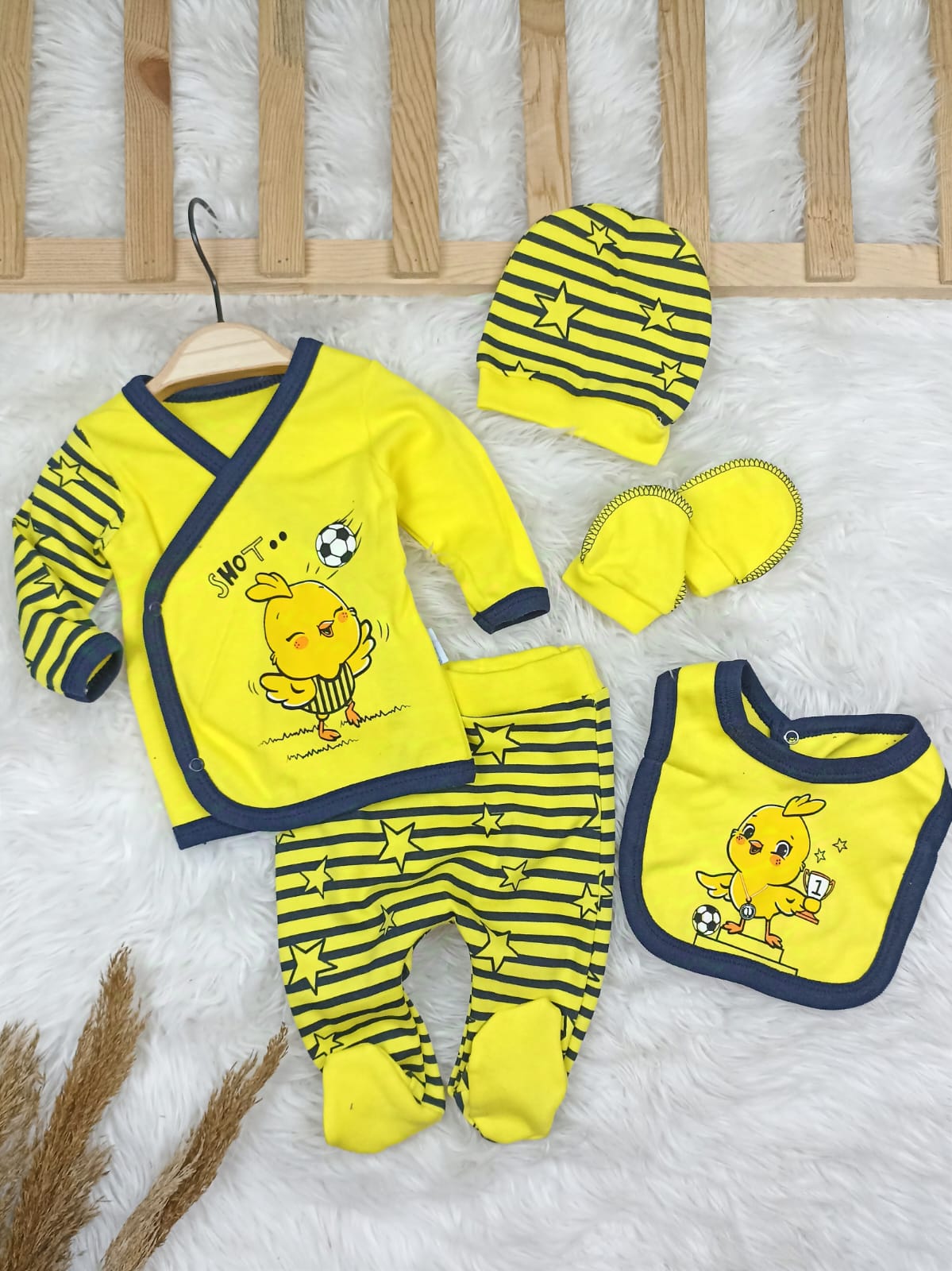 2446 TARAFTAR KANARYA 5'Lİ HASTANE ÇIKIŞI SETİ  - 0-3 Ay