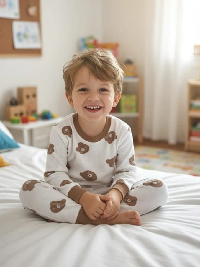 1946 AYICIK KAFA DESEN PİJAMA TAKIMI  - Pembe / 5 Yaş