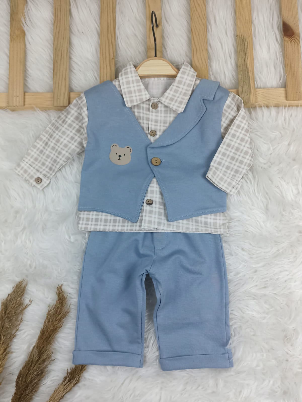 4215 BEAR EKOSE YELEK MODEL  COOL TAKIM  - Mavi / 3-6 Ay