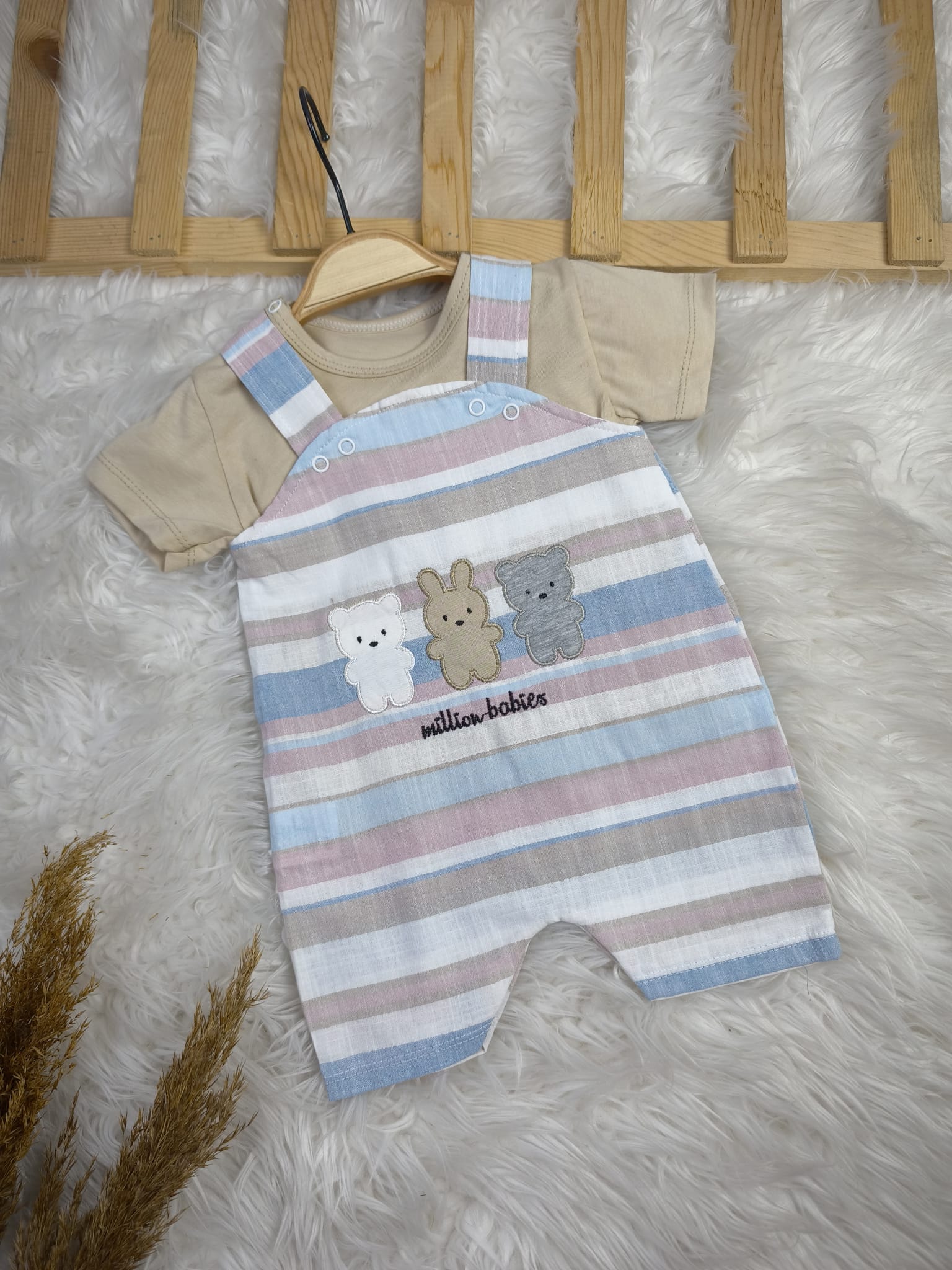 8101 ÇİZGİLİ SLOPET TULUM  - bej / 3-6 Ay