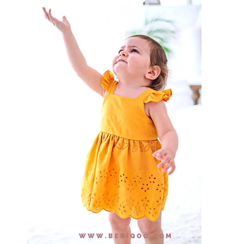 Kız Bebek Fisto Detaylı Bandanalı Elbise  - 9