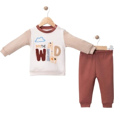 1951 WILD ZÜRAFA YAZILI MEVSİMLİK TAKIM  - bej / 6-9 Ay