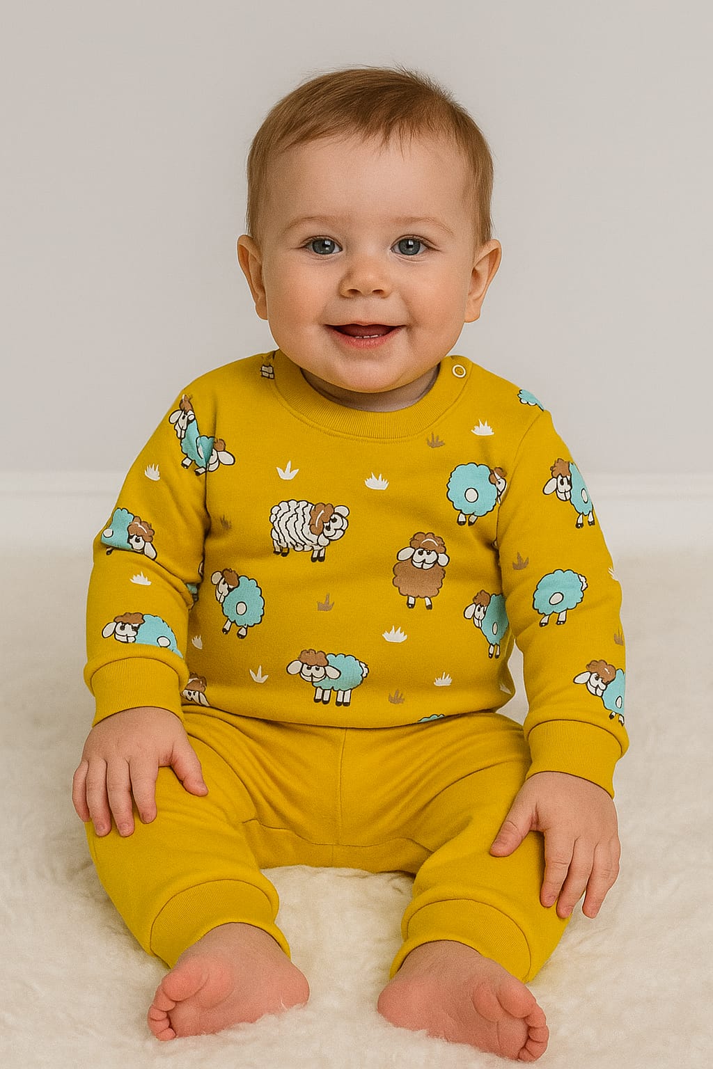 1863 ERKEK BEBEK KUZUCUK MEVSİMLİK TAKIM - Sarı / 6-9 Ay