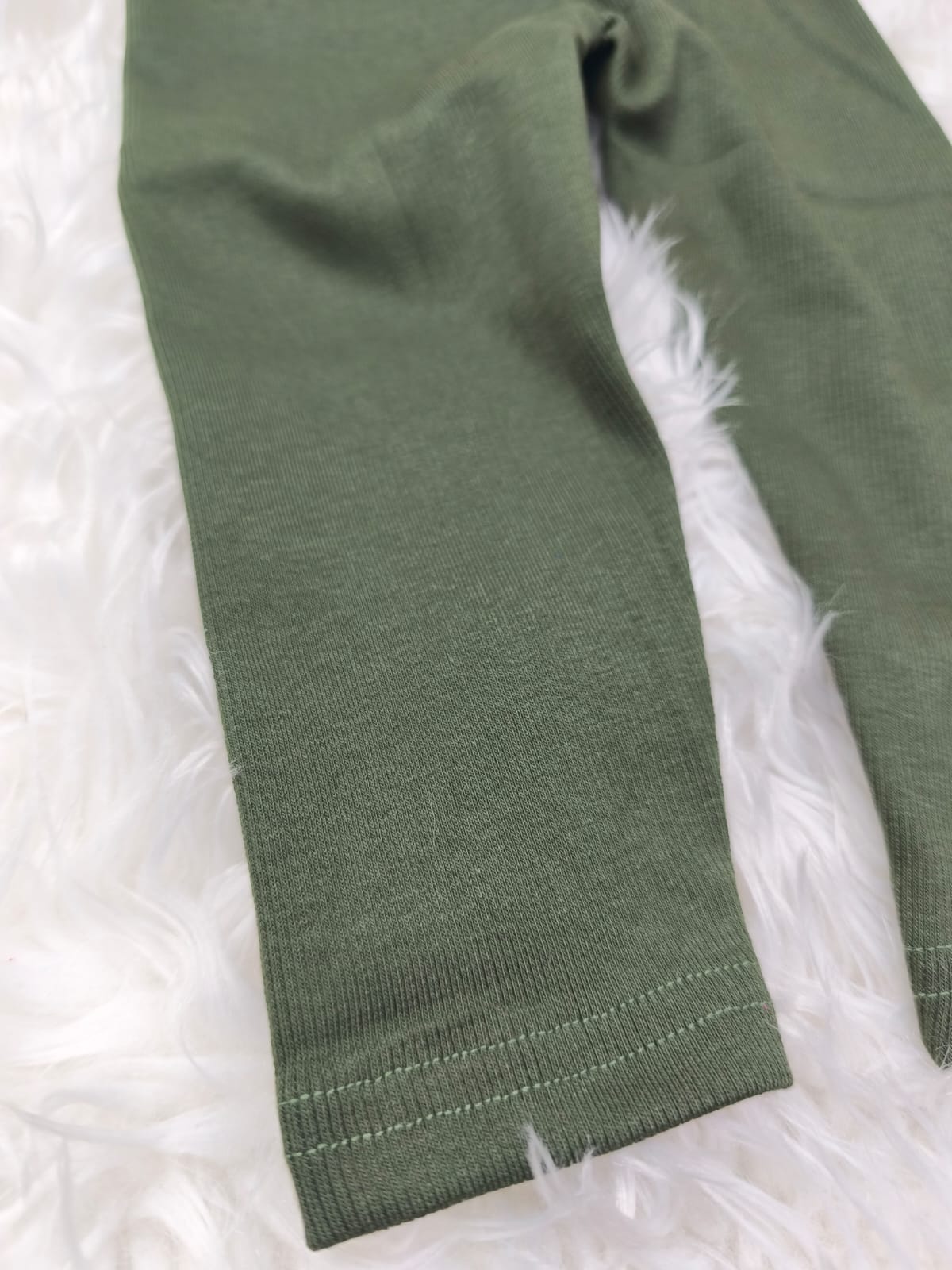 1067 RİBANA FİTİLLİ  PENYE TAYT  - Yeşil / 2 Yaş