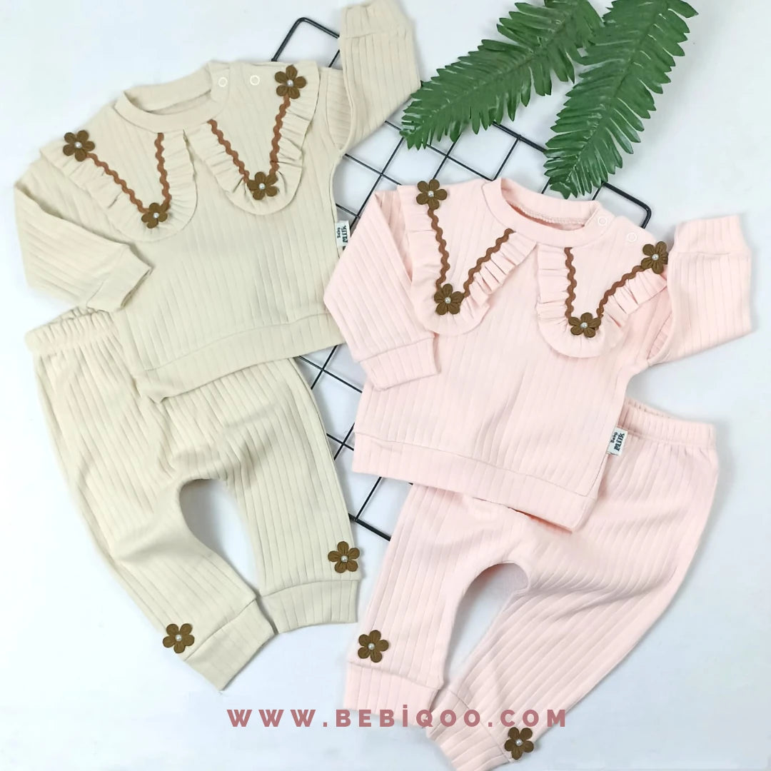 TKM-1806 Çiçek Nakışlı Mevsimlik Takım - bej / 6-9