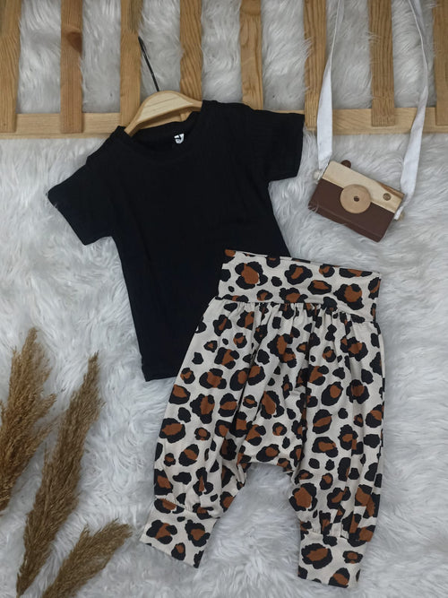 10384 LEOPAR ŞALVAR TAKIM  - Siyah / 1-2 yaş