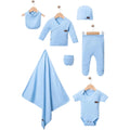 444782 RAPORLU DÜZ RENK 7'Lİ HASTANE ÇIKIŞI SETİ  - Mavi / 0-3 Ay