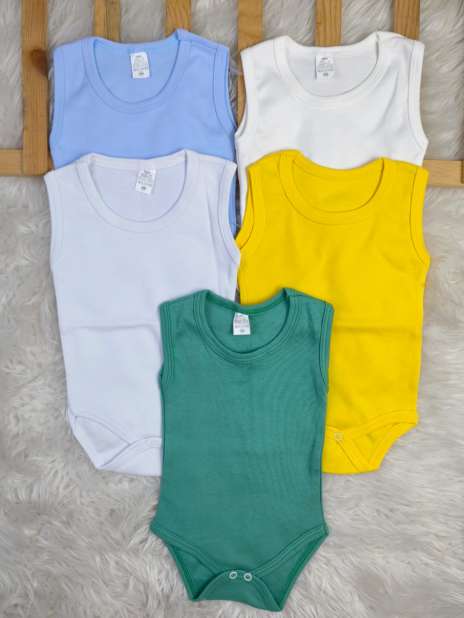 Bebigo 5'li % 100 Pamuk Penye Çıtçıtlı Body Seti  - 3-6 Ay