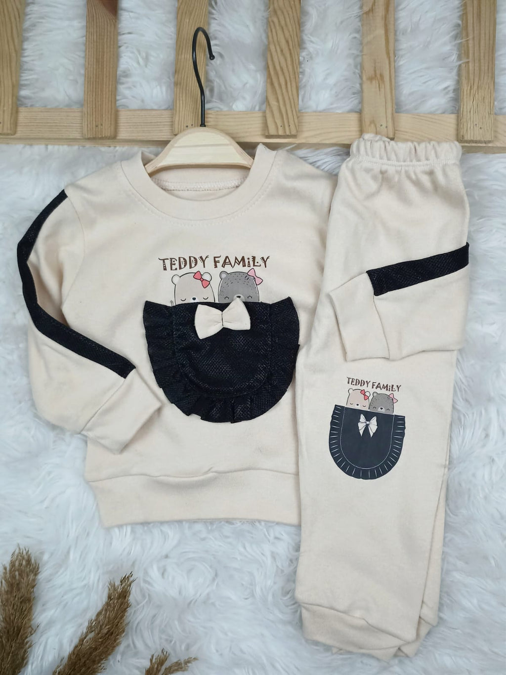 4310 TEDYY KANGURU CEP MEVSİMLİK KIZ TAKIM  - Fuşya / 4 Yaş