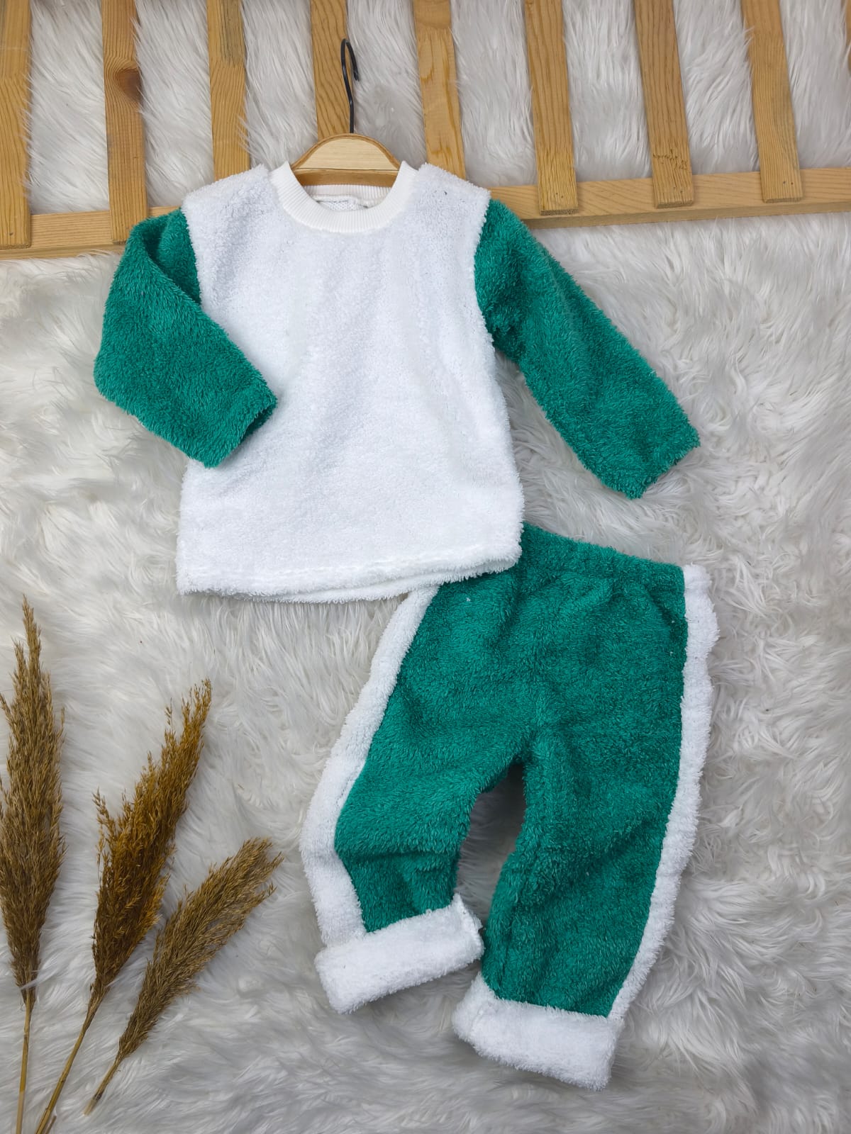 1919 YANDAN ÇİZGİLİ WELSOFT TAKIM  - Yeşil / 6-9 Ay