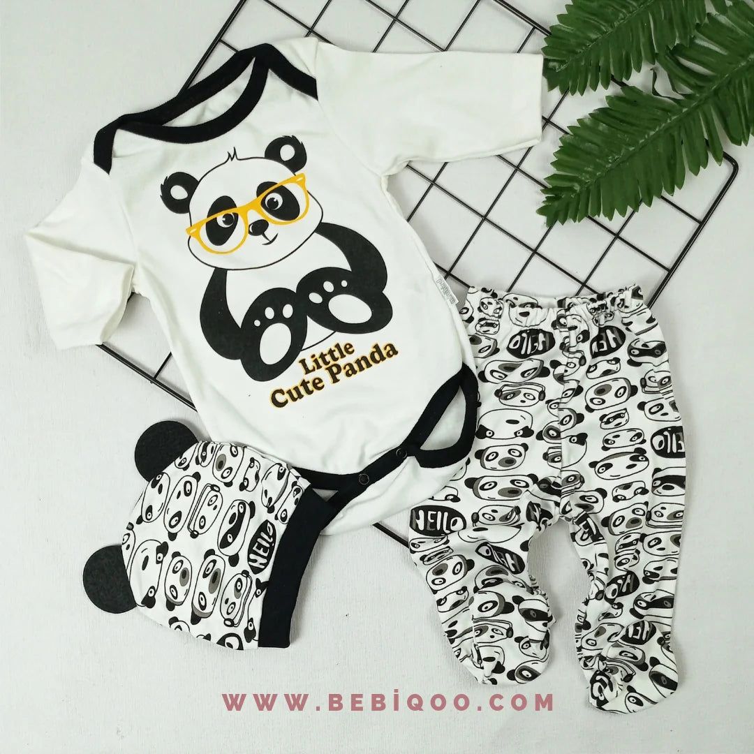 TKM-1823 Gözlüklü Panda Bady'li Takım  - 0-3 Ay