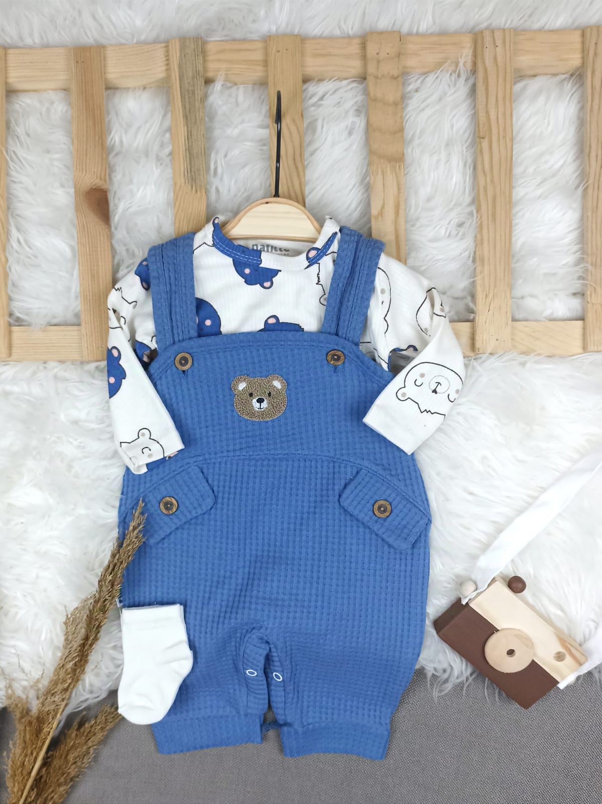 1444 AYICIK WAFFLE KUMAŞ SLOPET TULUM  - Kahve / 6-9 Ay