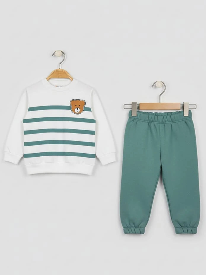 1929 ÇİZGİLİ AYICIK 3 İP PENYE TAKIM  - Lacivert / 4 Yaş