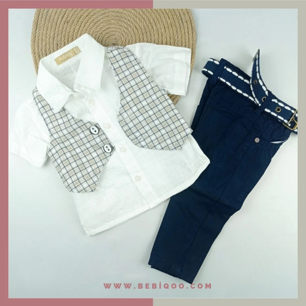 Erkek Yelekli Keten Pantolonlu Takım - 18