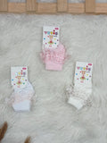 3368 KIZ BEBEK DANTEL DETAYLI ÇPORAP  - Beyaz / 0-1 yaş