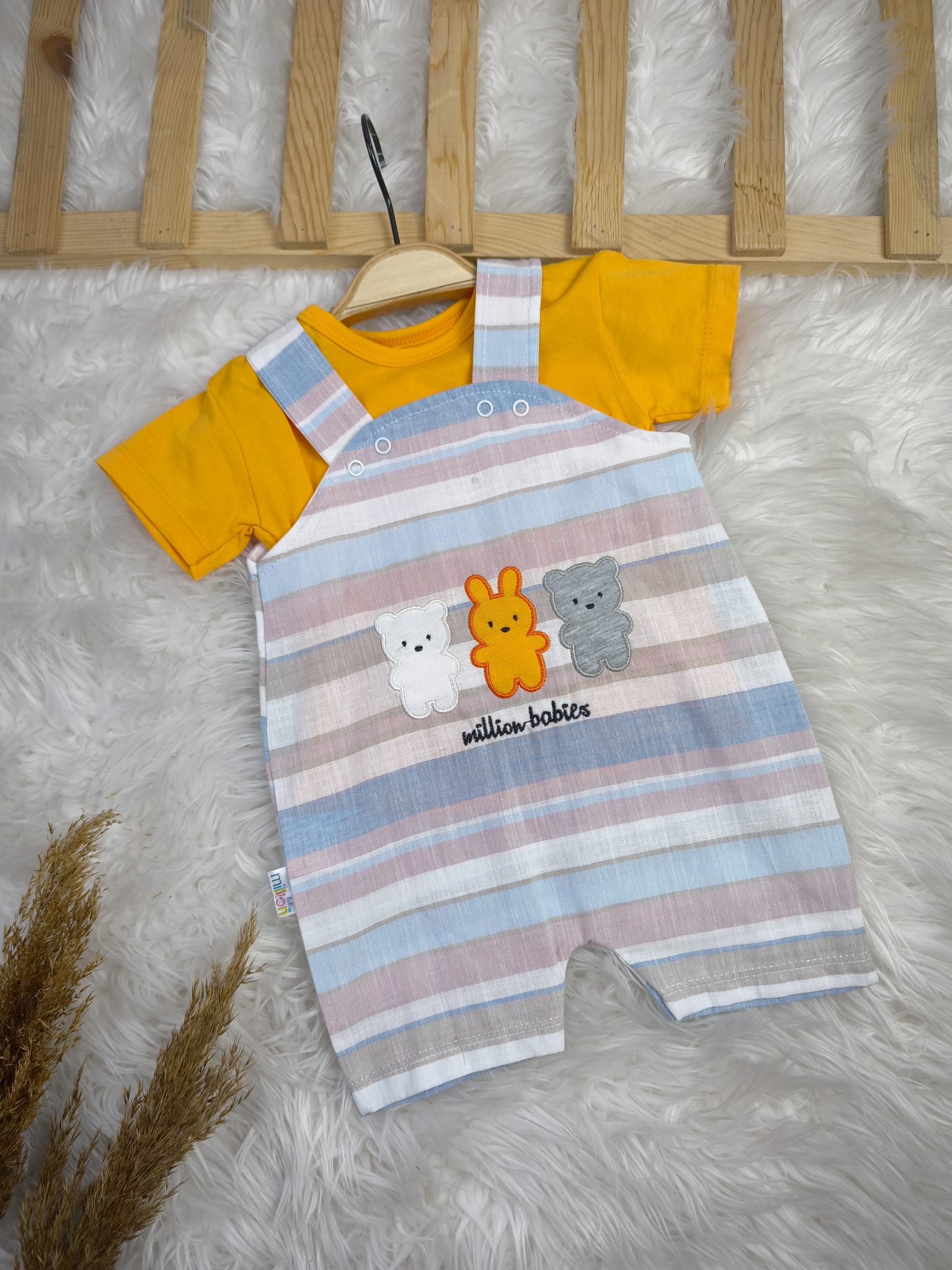 8101 ÇİZGİLİ SLOPET TULUM  - bej / 9-12 Ay