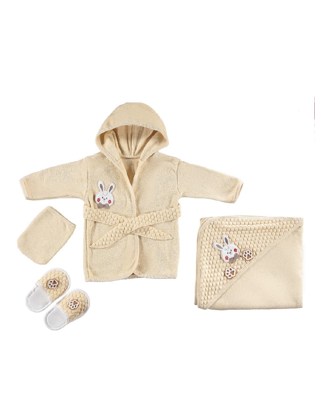 408545 ORGANİK TAVŞAN BEBE BORNOZ SETİ