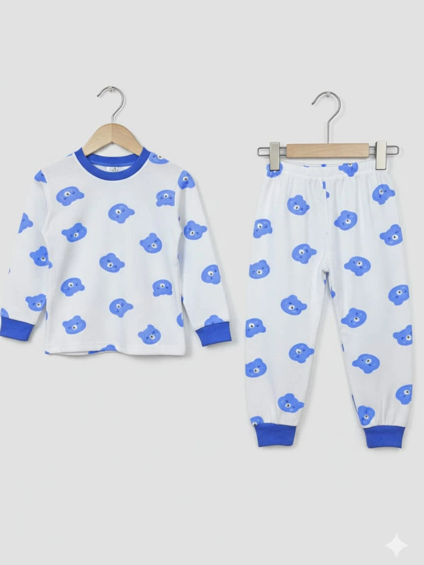1946 AYICIK KAFA DESEN PİJAMA TAKIMI  - Mavi / 5 Yaş