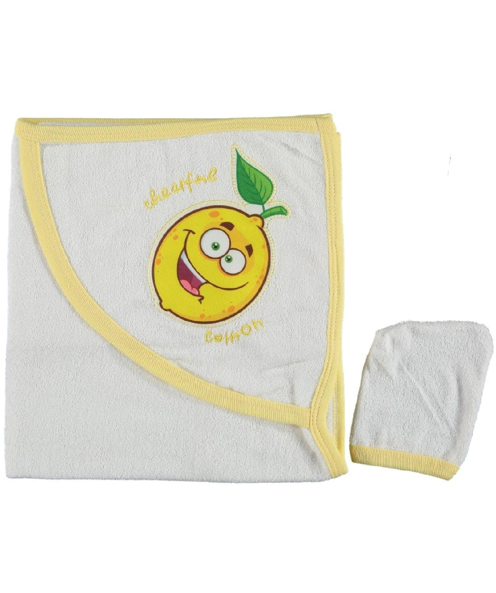 389041 LİMON NAKIŞLI BEBE BANYO HAVLU  - Default Title