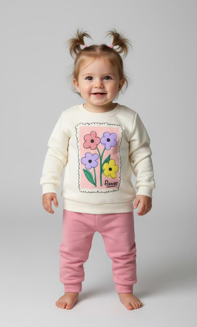 1926 FLOWER ÇİÇEK 3 İP KIŞLIK TAKIM  - Lila / 2 Yaş