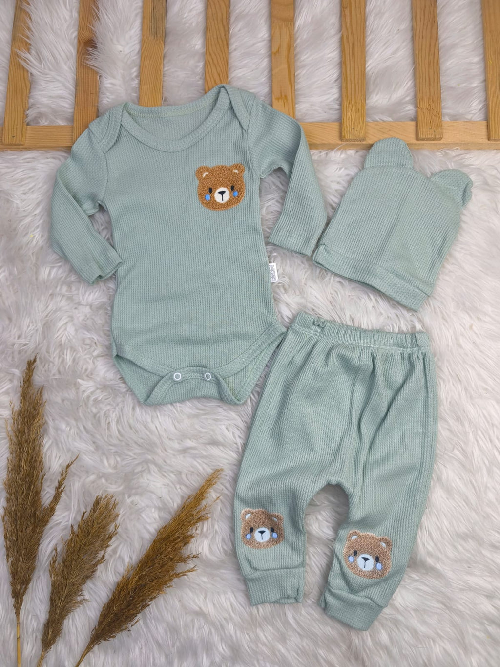 1836 AYICIK PUNCH NAKIŞLI BADY'Lİ TAKIM  - bej / 6-9 Ay