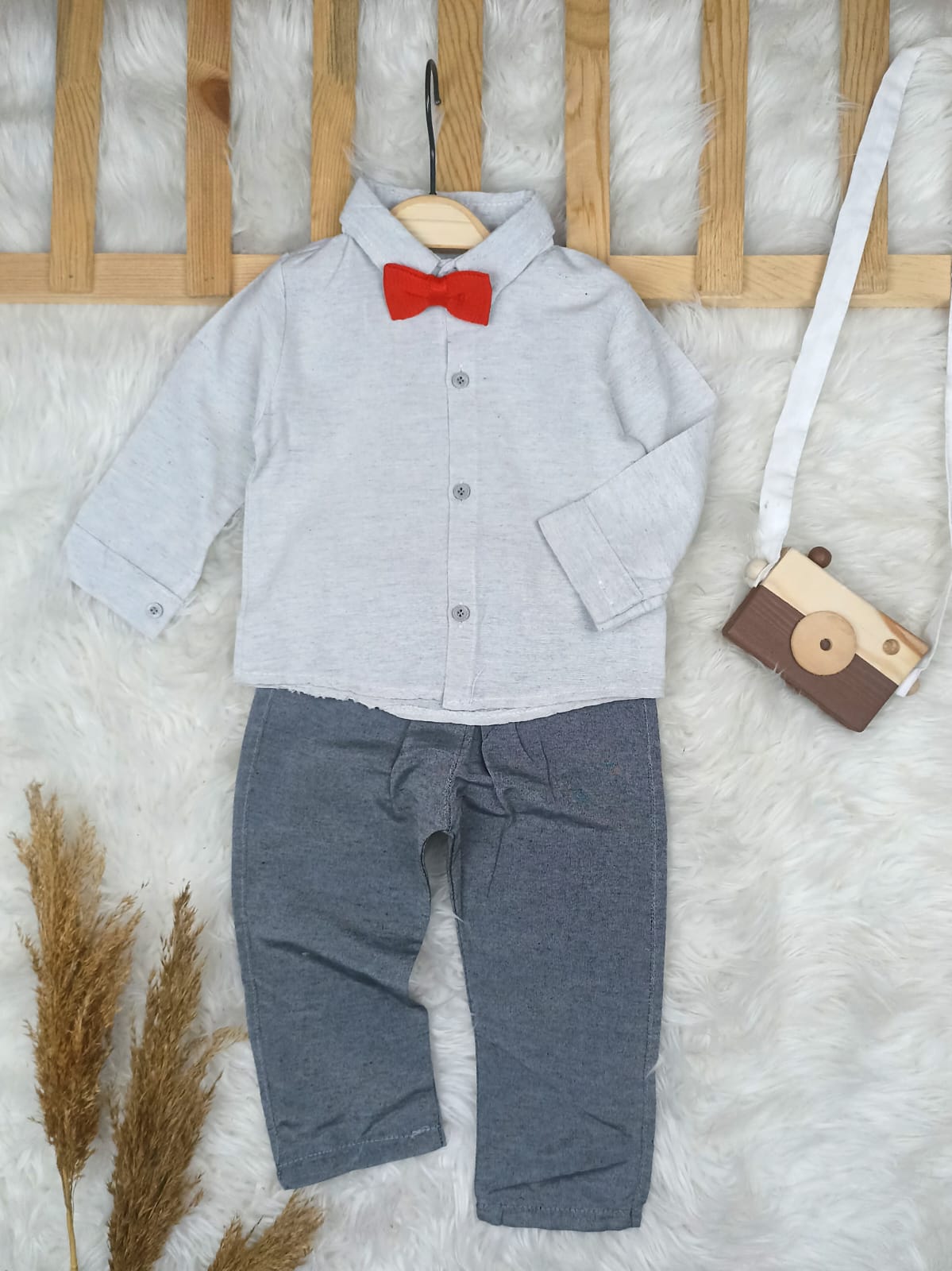 1251 PAPYONLU GÖMLEKLİ PANTOLONLU TAKIM  - 1 Yaş