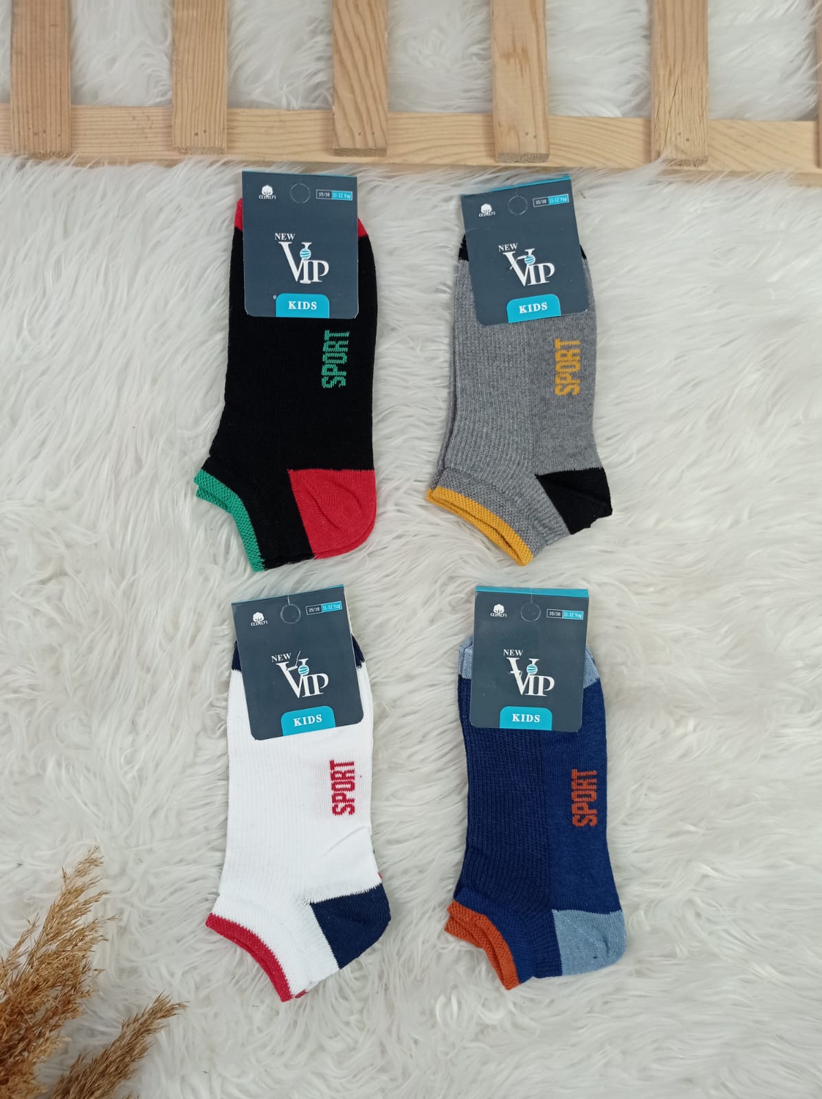 3371 SPORT YAZILI ERKEK PATİK ÇORAP  - Siyah / 7-8 Yaş