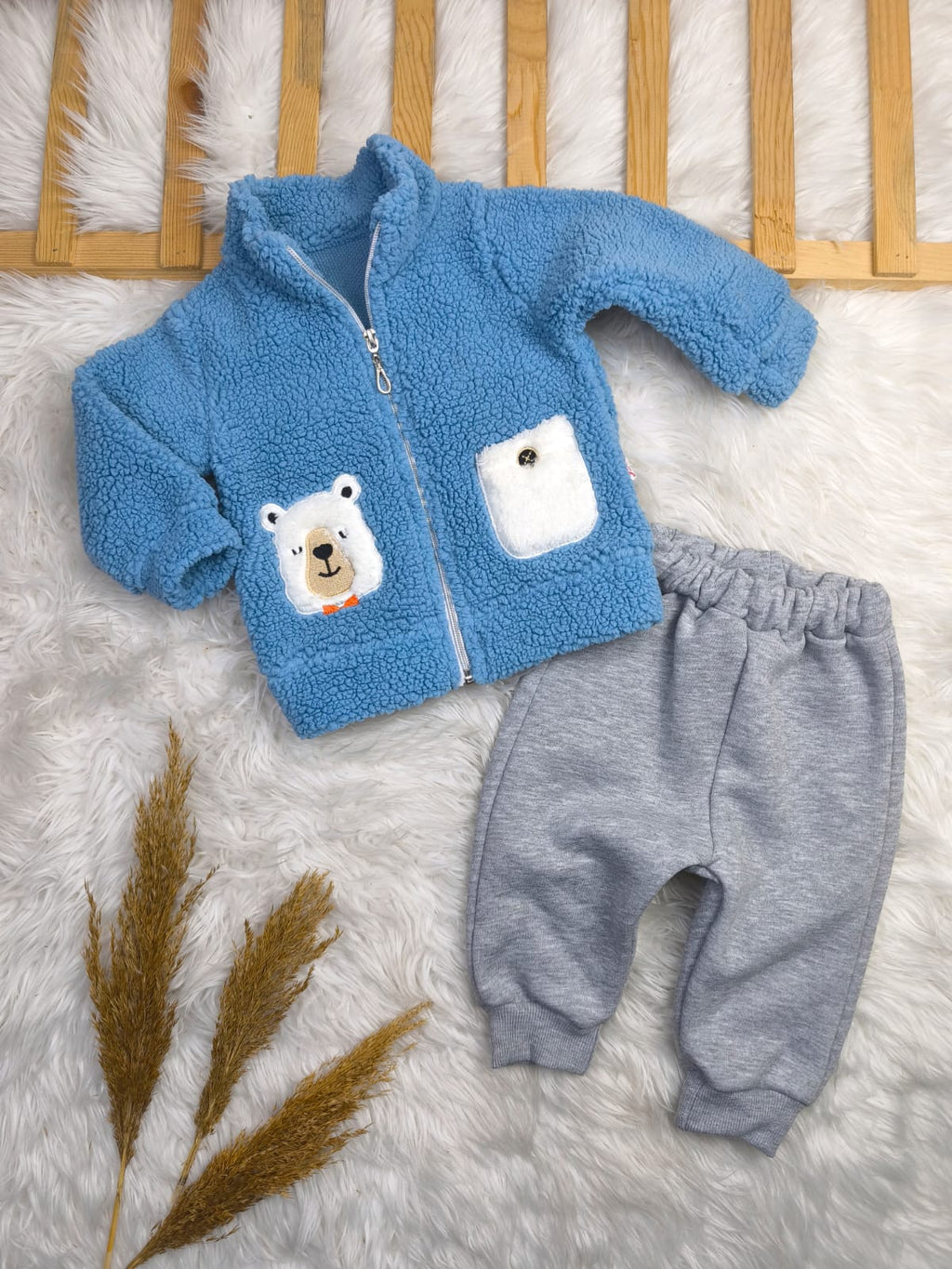 1880 AYICIK NAKIŞLI FERMUARLI WELSOFT KIŞLIK TAKIM  - Yeşil / 12-18 Ay