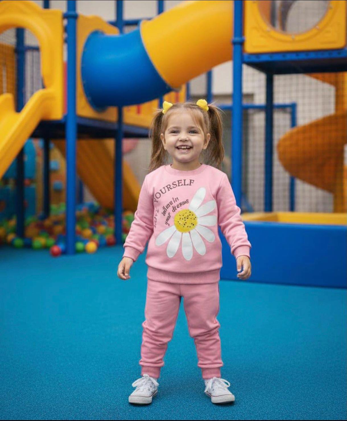 1902 PAPATYA BASKILI 2 İP PENYE MEVSİMLİK TAKIM  - Fuşya / 4-5 Yaş