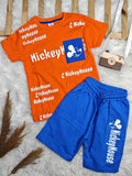 9183 MİCKEY MOUSE ŞORTLU TAKIM  - Turuncu / 7-8 Yaş