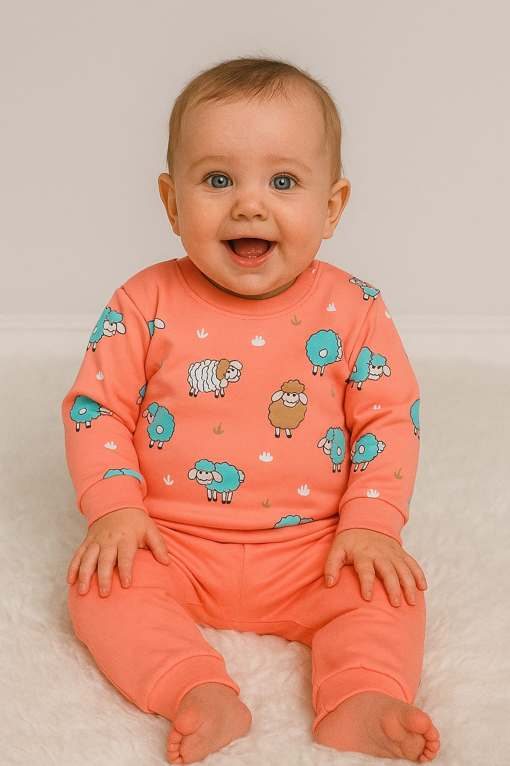 1863 KIZ BEBEK KUZUCUK MEVSİMLİK TAKIM - Somon / 6-9 Ay