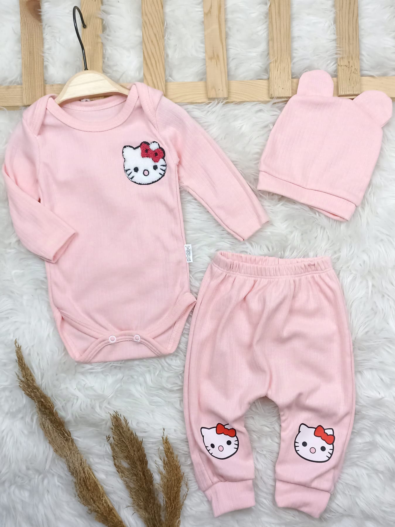 1837 HELLO KİTTY BADY'Lİ TAKIM - Pembe / 3-6 Ay