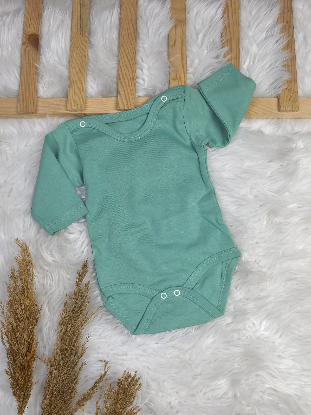 2563 UZUN KOL DÜZ RENK ÇITÇITLI BODY  - Mavi / 2 Yaş