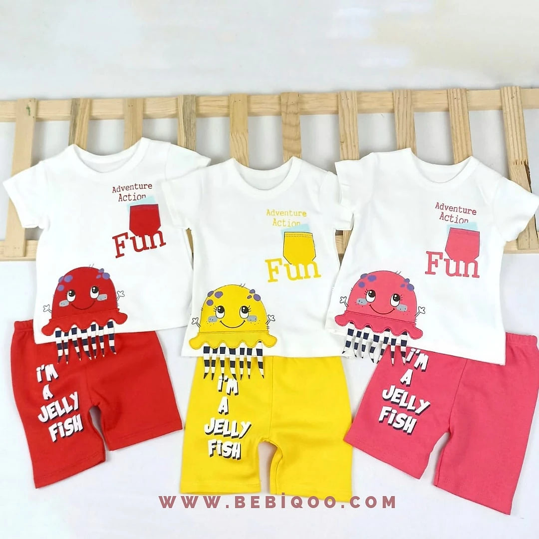 TKM-1970 Ahtapot Kız Şortlu Takım  - Kırmızı / 6