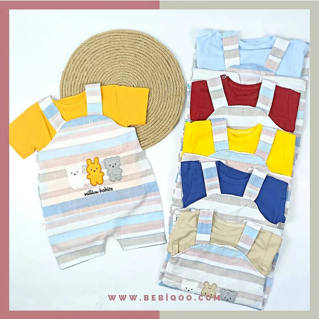 TLM-8101 Çizgili Slopet Tulum  - Sarı / 6-9