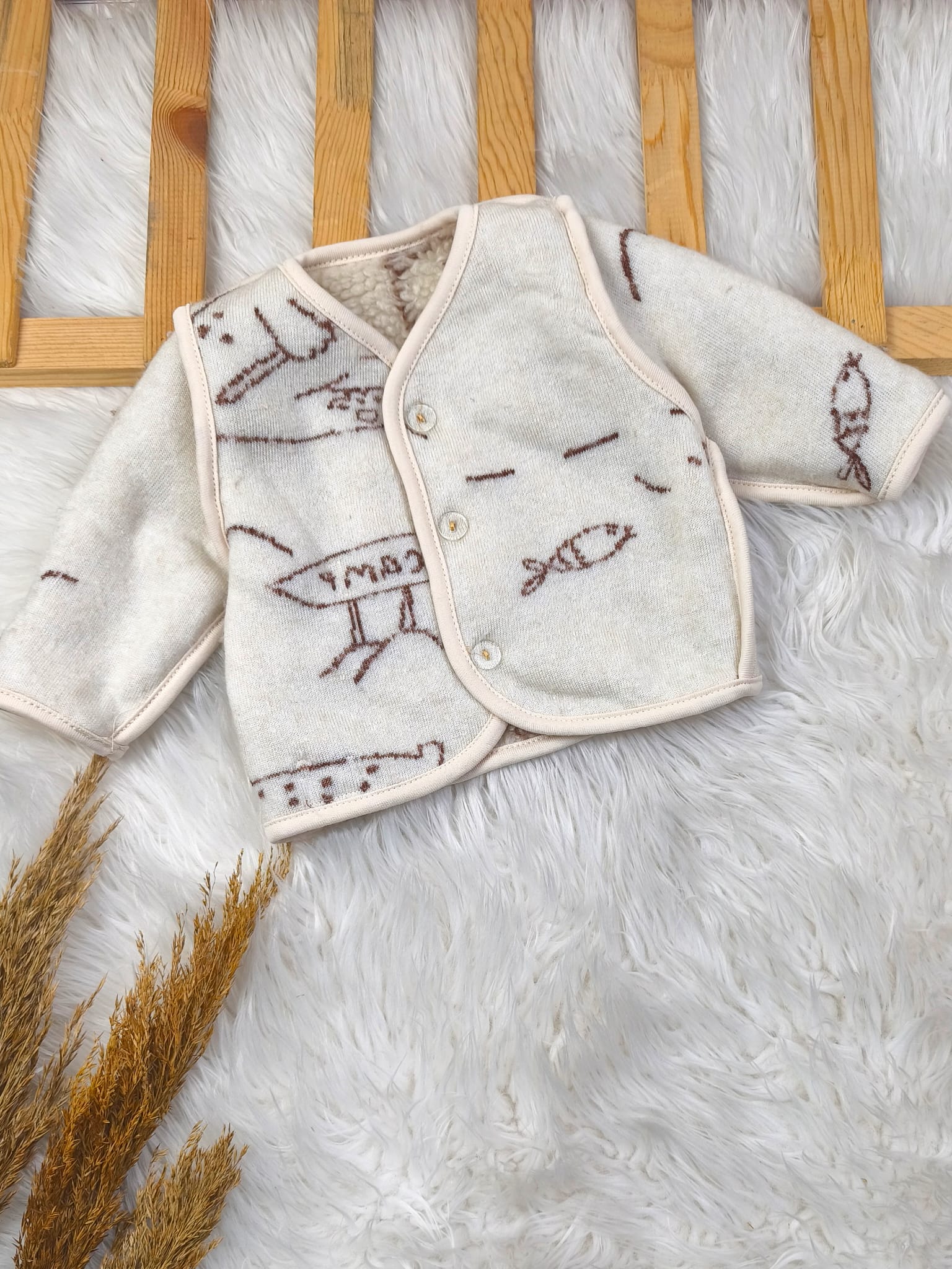 2599 ÇİFT TARAF KULLANILABİLİR HIRKA  - 9-12 Ay