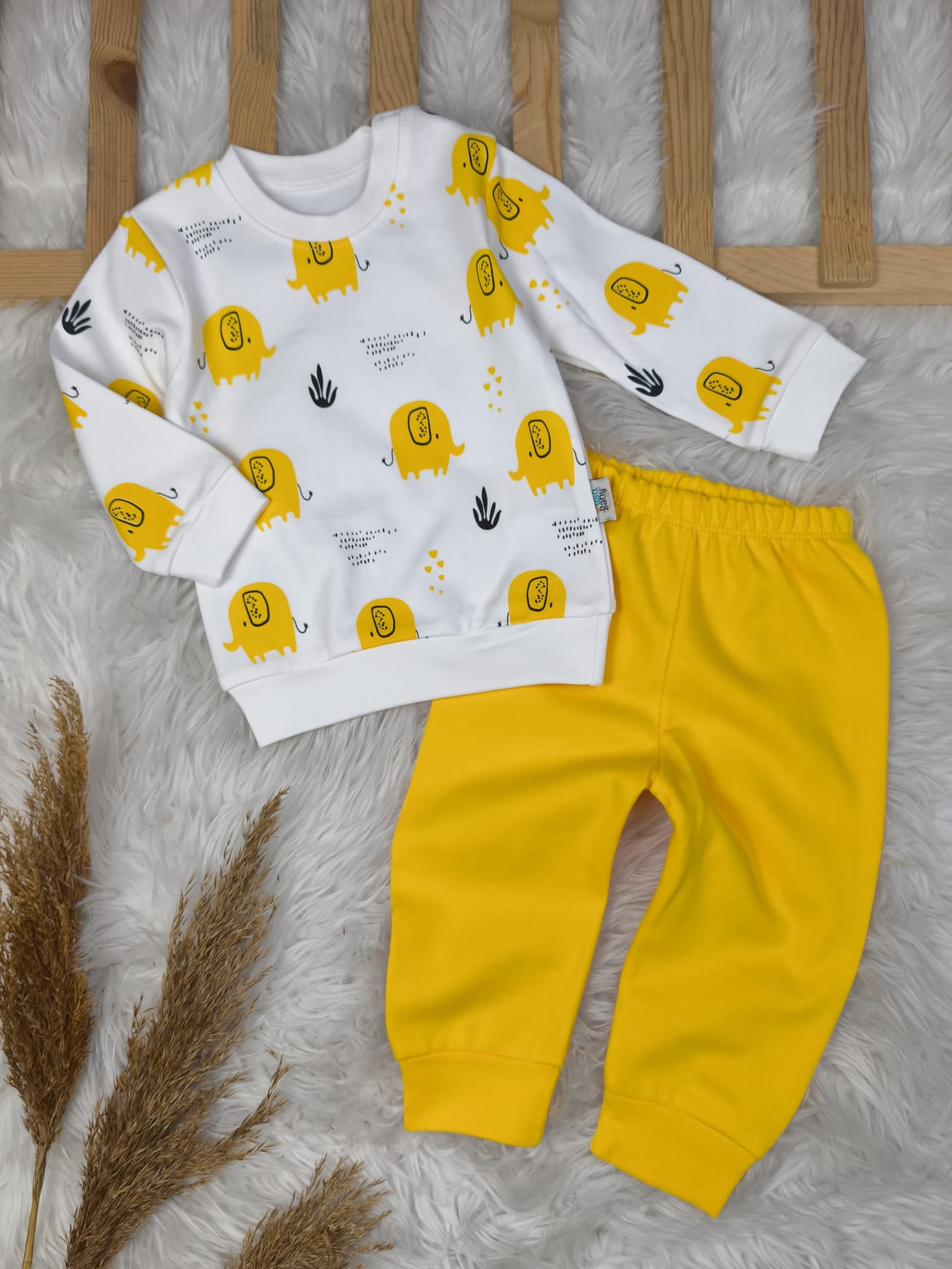 1866 FİL BASKILI MEVSİMLİK TAKIM  - Gri / 6-9 Ay