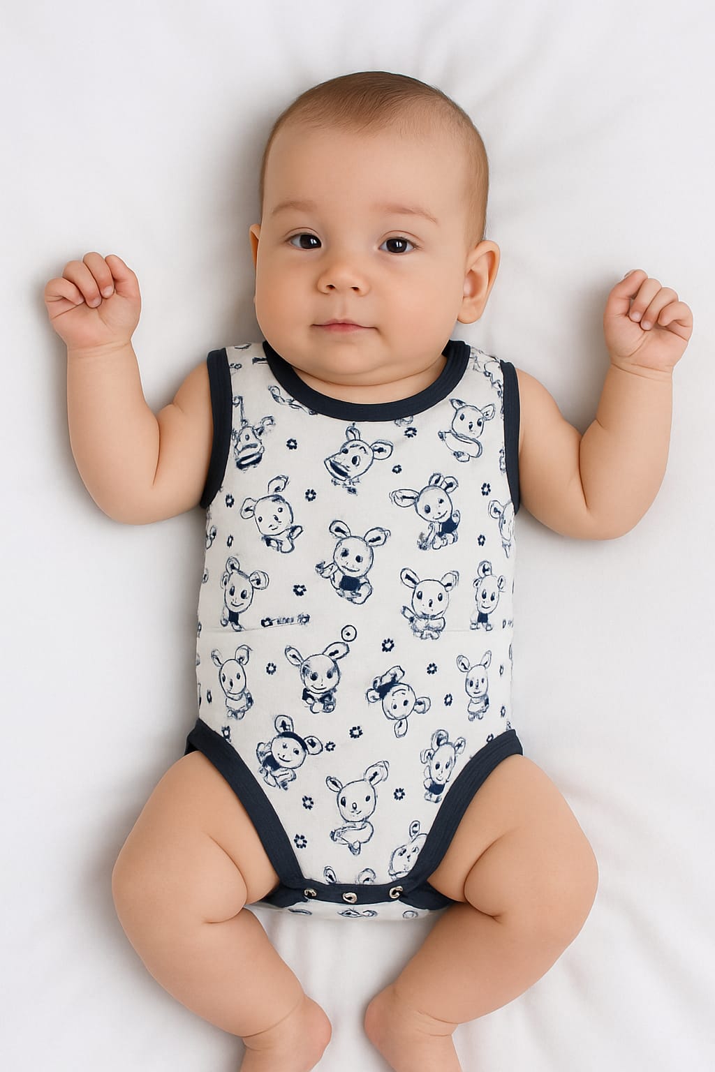 2565 TAVŞAN DESEN PENYE ÇITÇITLI BADY - Lacivert / 9-12 Ay