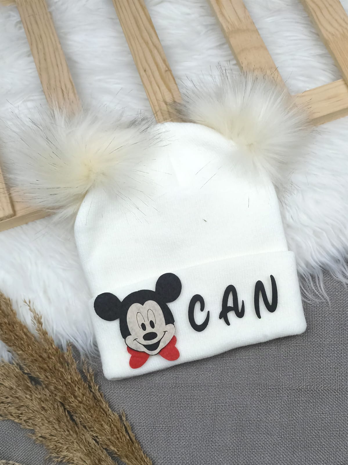 B0312 KREME KREM ERKEK  İSME ÖZEL TRİKO BERE - 2