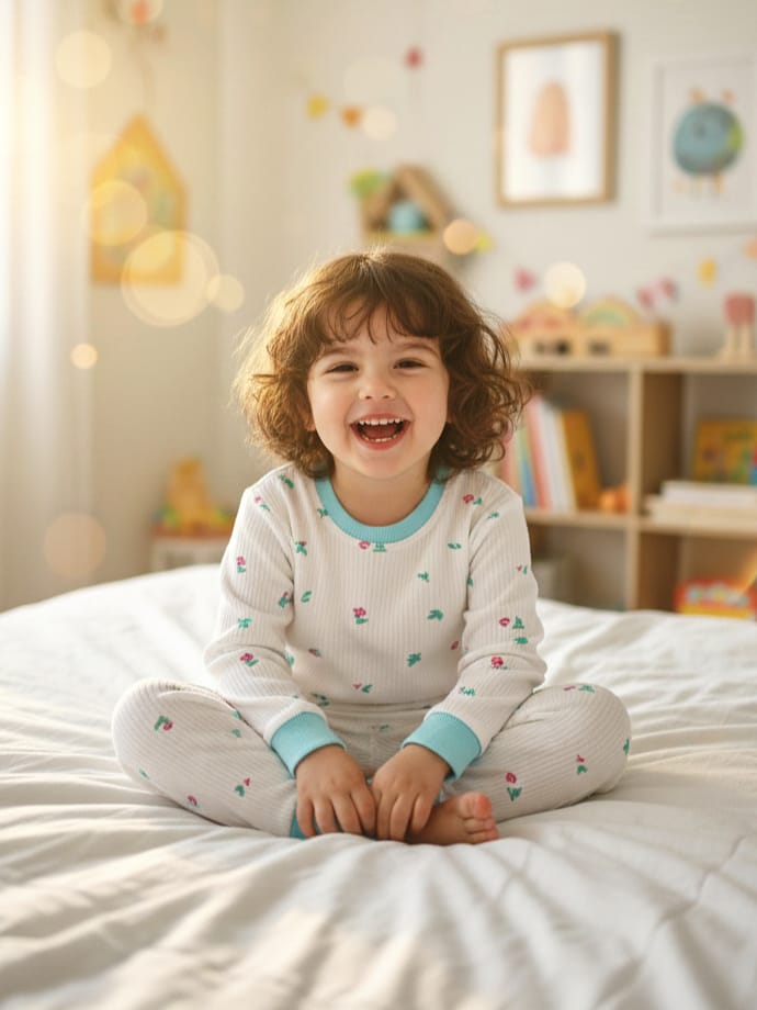 1947 ÇİÇEK DESEN PENYE PİJAMA TAKIMI  - 4 Yaş