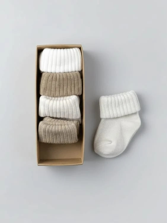 ORGANİK 5'Lİ KUTULU ÇORAP  - 0-6 ay / Kahve