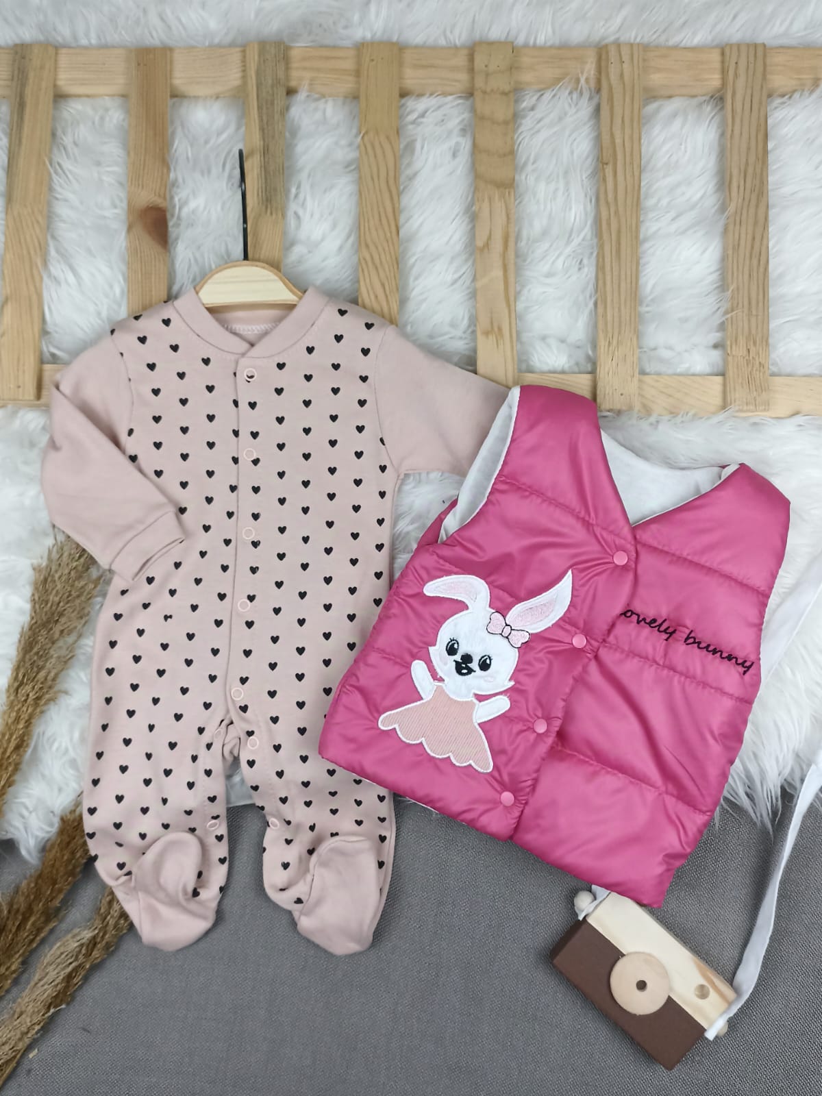 4115 KIZ BEBEK ŞİŞME YELEKLİ TULUM SETİ - 3-6 Ay