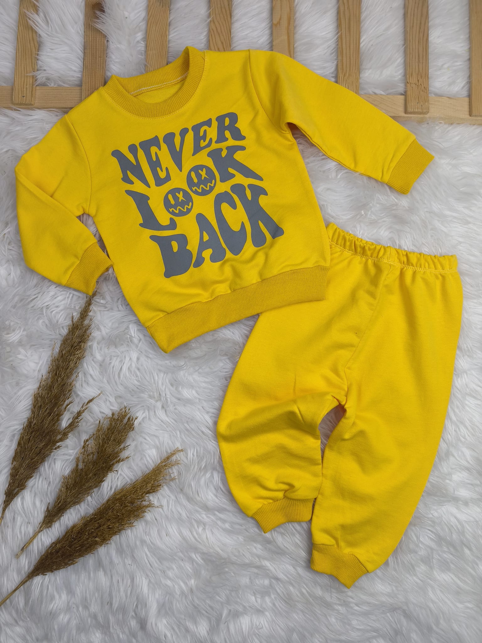 1903 NEVER LOOK YAZILI 2 İP PENYE MEVSİMLİK TAKIM  - Sarı / 2-3 Yaş